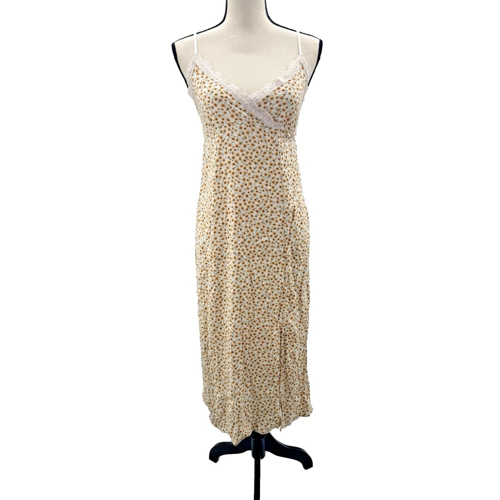 Nobo Babydoll Dainty Yellow Floral Midi Slip Dress Cottage Western Country Fest